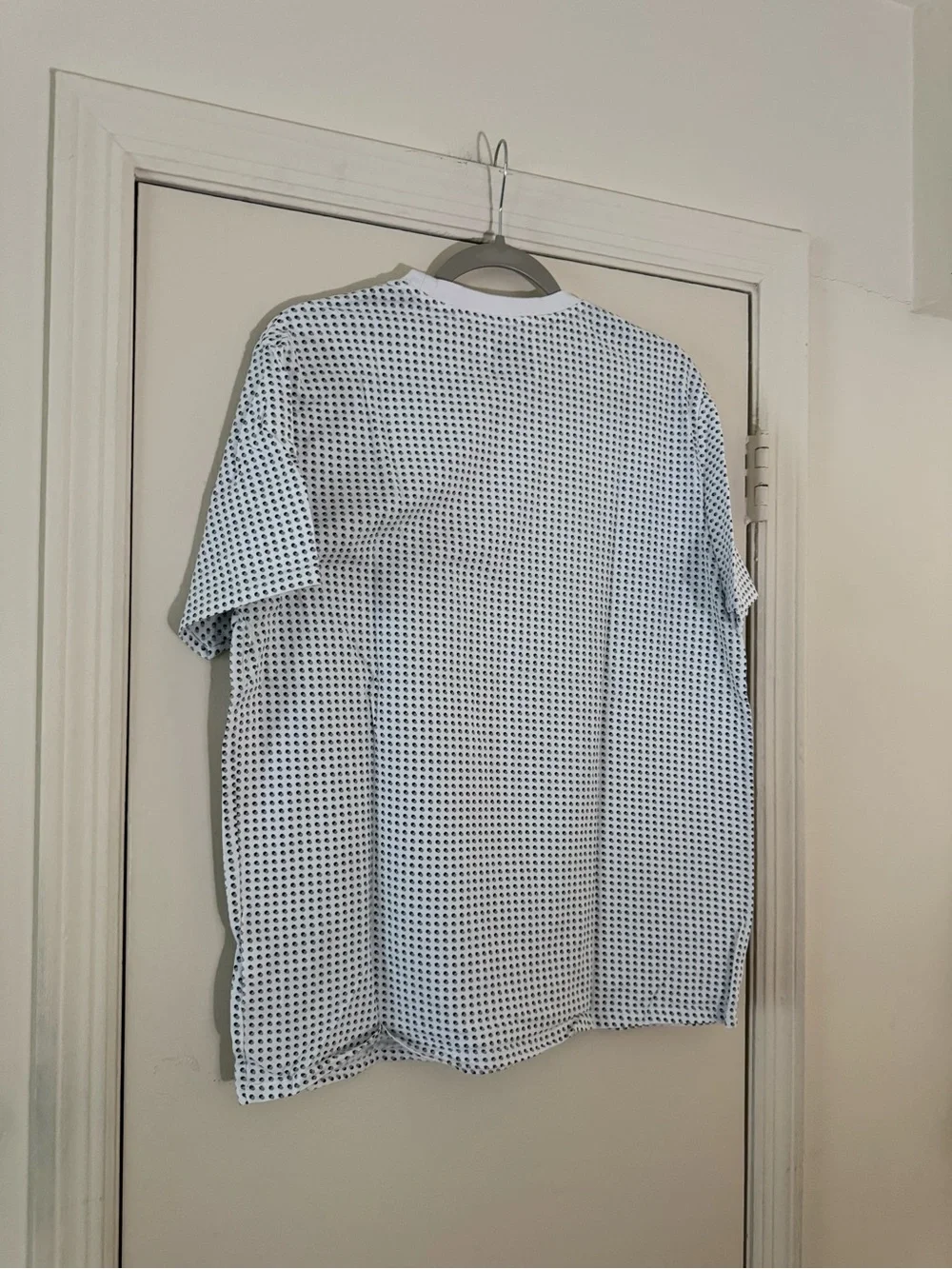 Calvin Klein Men's White Short-Sleeve Patterned Shirt Size Large